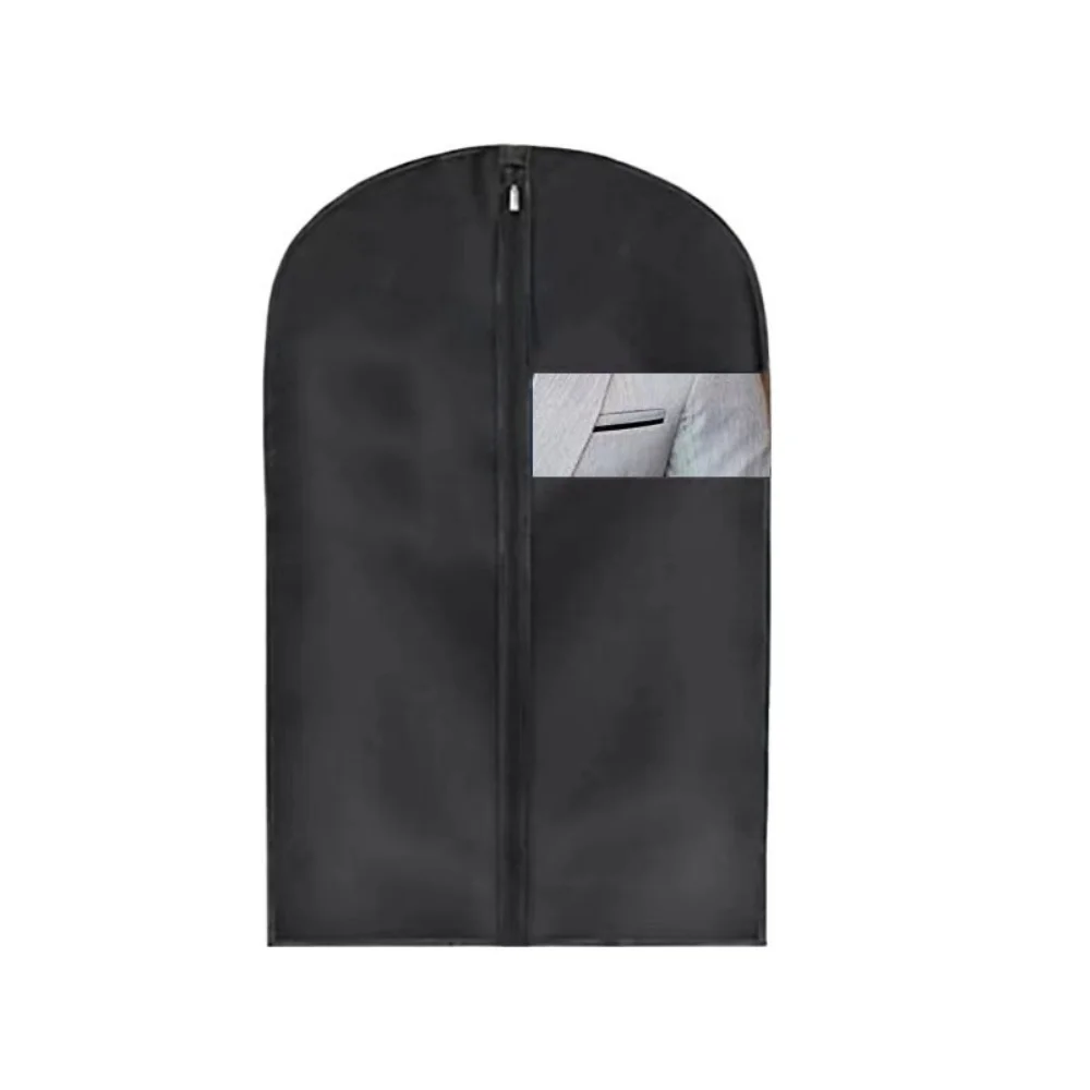 Dustproof Clothing Covers Waterproof Clothes Dust Cover Coat Suit Dress Protector Hanging Garment Bags Black Closet Organizer