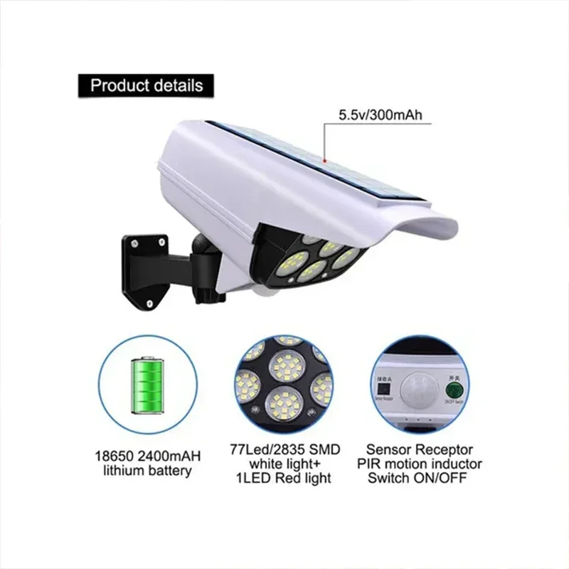 77LED Solar Light Simulation Security Dummy Camera Motion Sensor Outdoor Night L