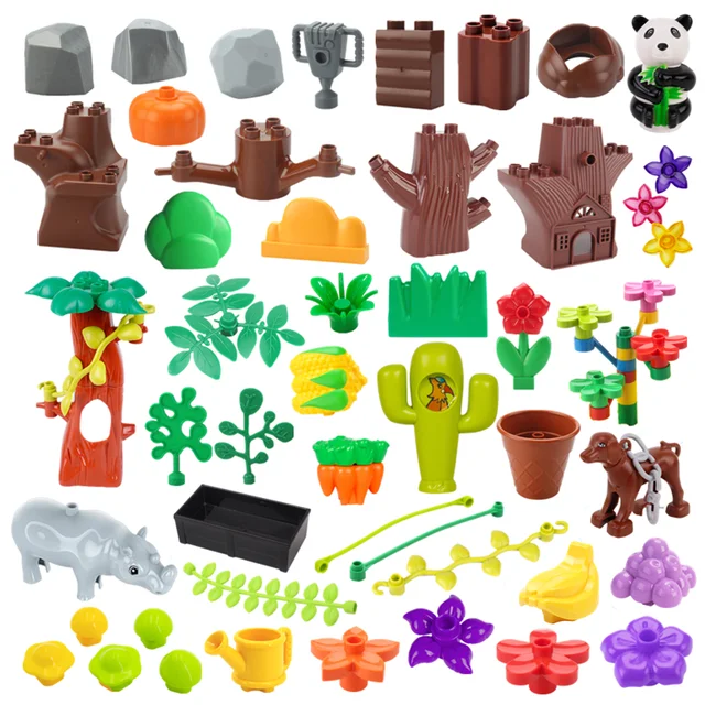 Big Building Blocks Outdoor Forest Plant Series Flower Grass Tree Farm Adornment Accessories Compatible Scenes Toys Kids Bricks 1