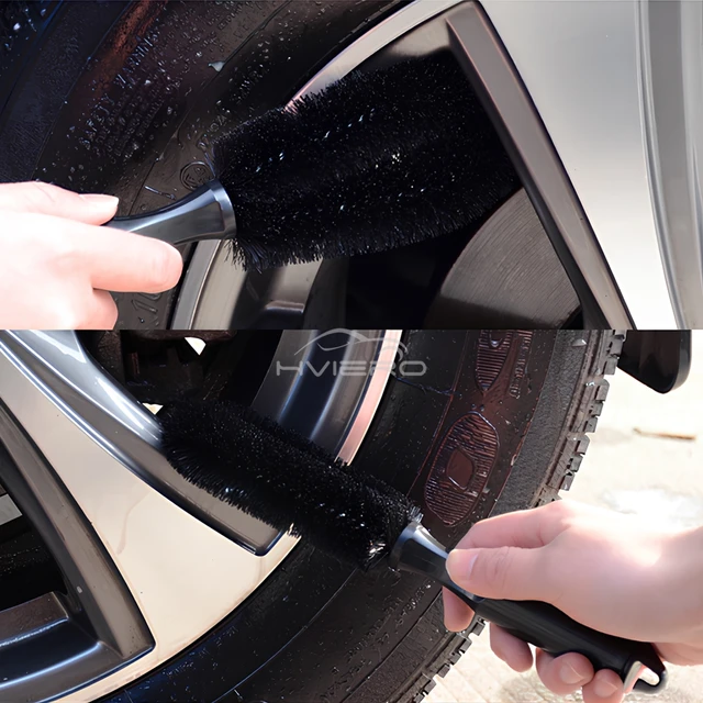 1/2X roue de lavage de voiture Handtruck moto bord souple moyeu brosse jante épurateur pneu poussière combinaison ensemble outils de nettoyage accessoires 3