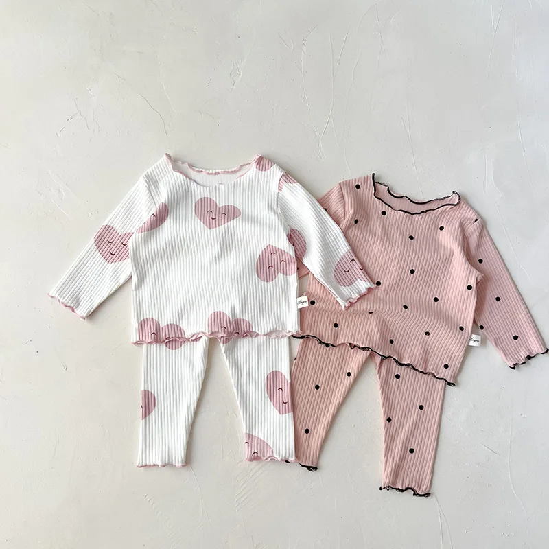 Baby Pajama Set MILANCEL Spring Baby Pajama Set Dot Print Infant Girls Sleeper Wear Toddler Girls Indoor Clothes Suit