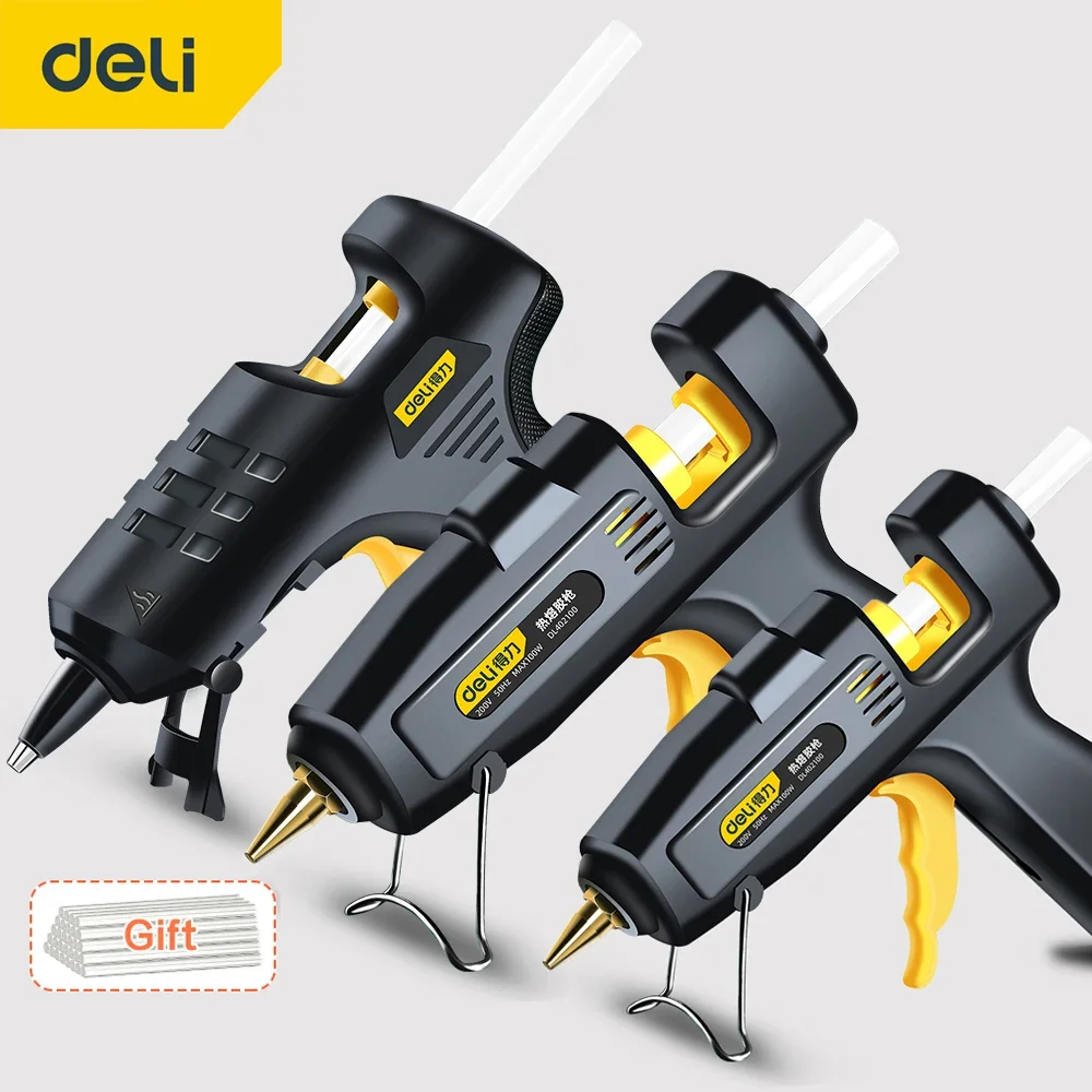 Deli High Temp Heater Melt Hot Glue Gun 20W/40W/60W/100W DIY Repair Tool Heat Mini Gun Glue Sticks Heat Hot Melt