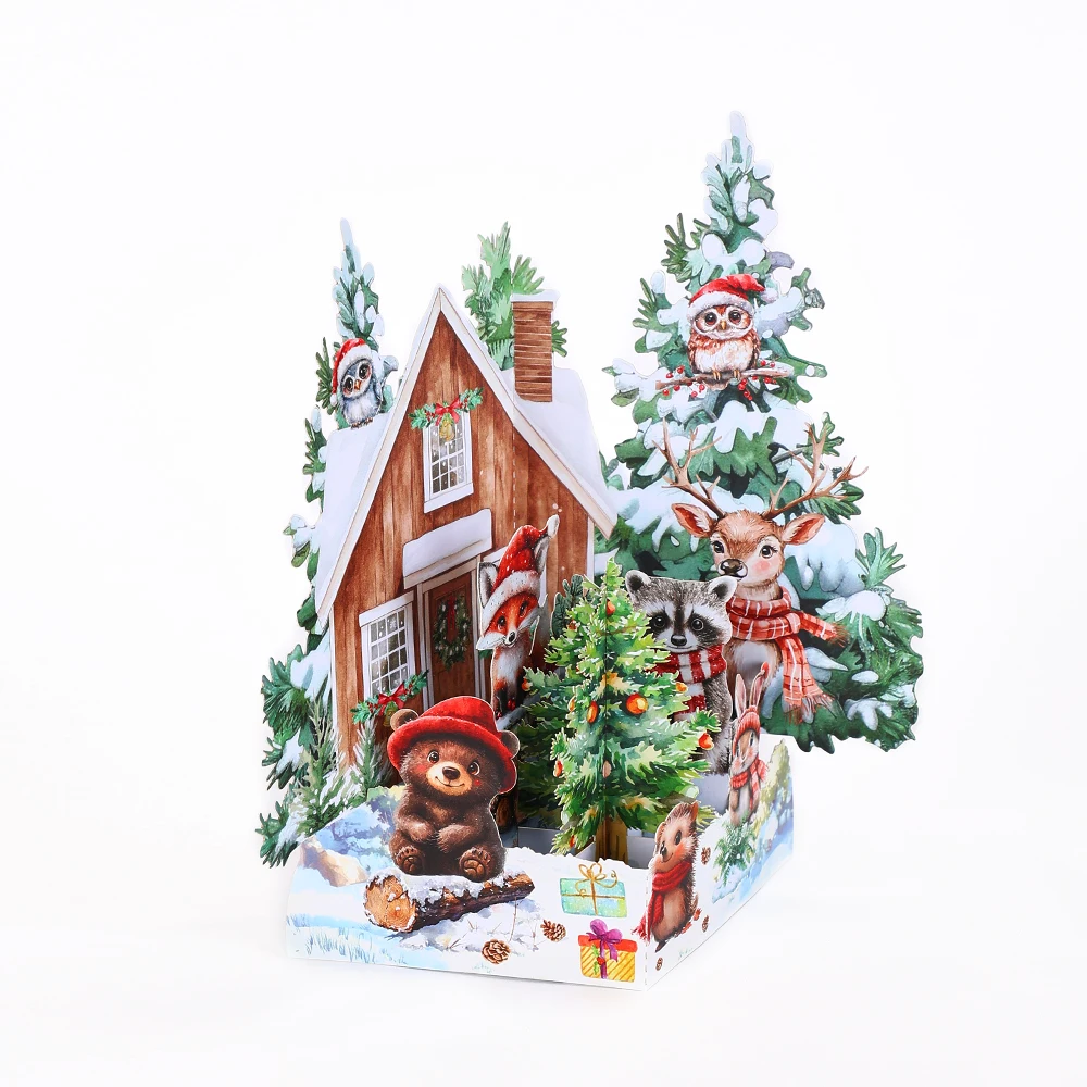 Animal Forest Themed Ornament Greeting Card, Christmas Greeting Card - Image 4