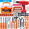 Children's Tool Set with Electric Toy Drill Kids Power Toy Pretend Play Tools Kit for Boys Girls Education Montessori Learning 4