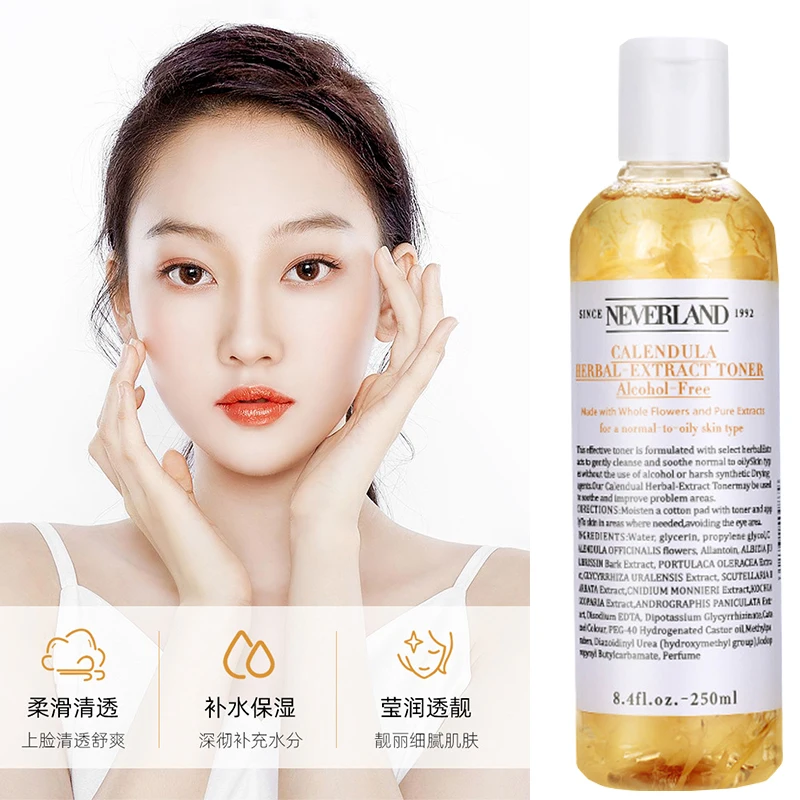 250ml Calendula officinalis plant extract Toner Replenishes water Moisturizes Controls oil Soothes pores Protects skin