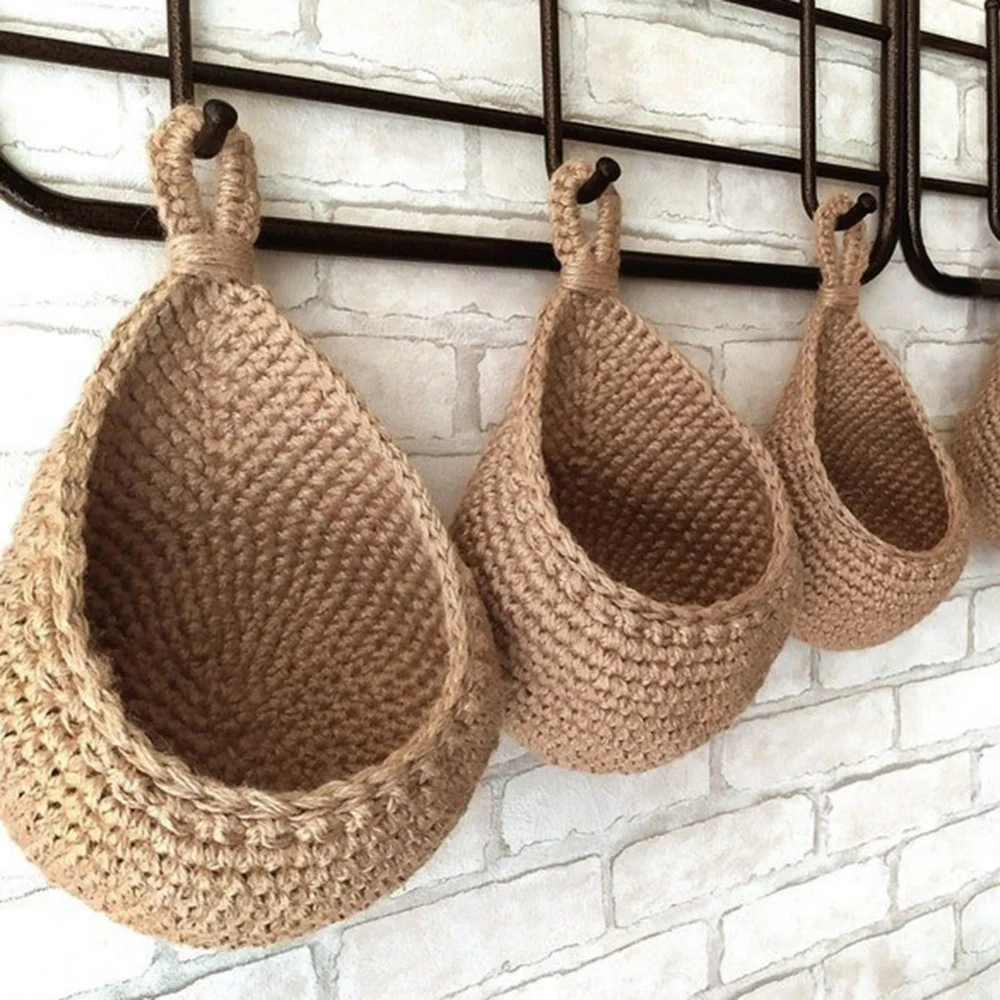 Description Picture 4 of itemHandwoven Hanging Wall Vegetable Fruit Basket Organizer Container Decor for Kitchen Garden Mount Wall Plant Flower Onion Storage