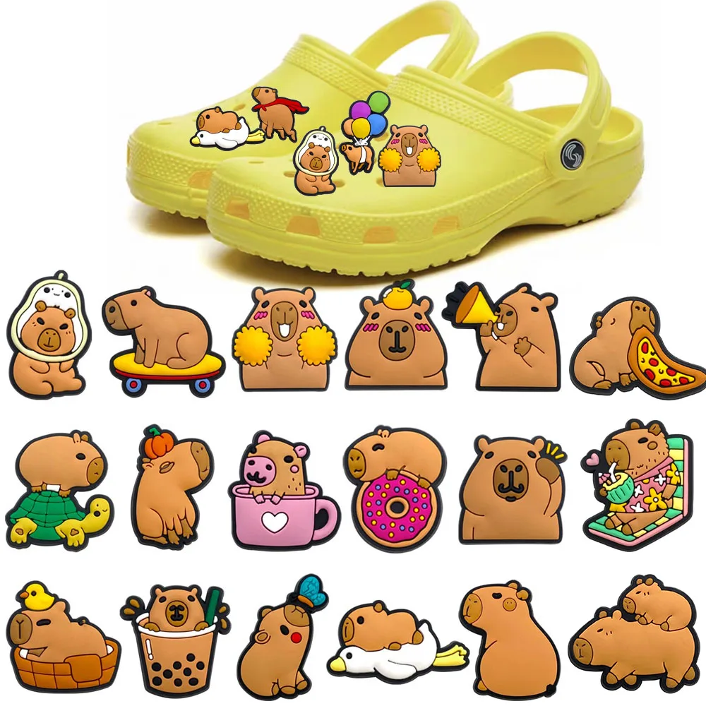 1-100pcs Animals Capybara Shoe Decoration Cartoon Shoe Charms Accessories for Classic Clog Sandal Buckle Kids Gifts