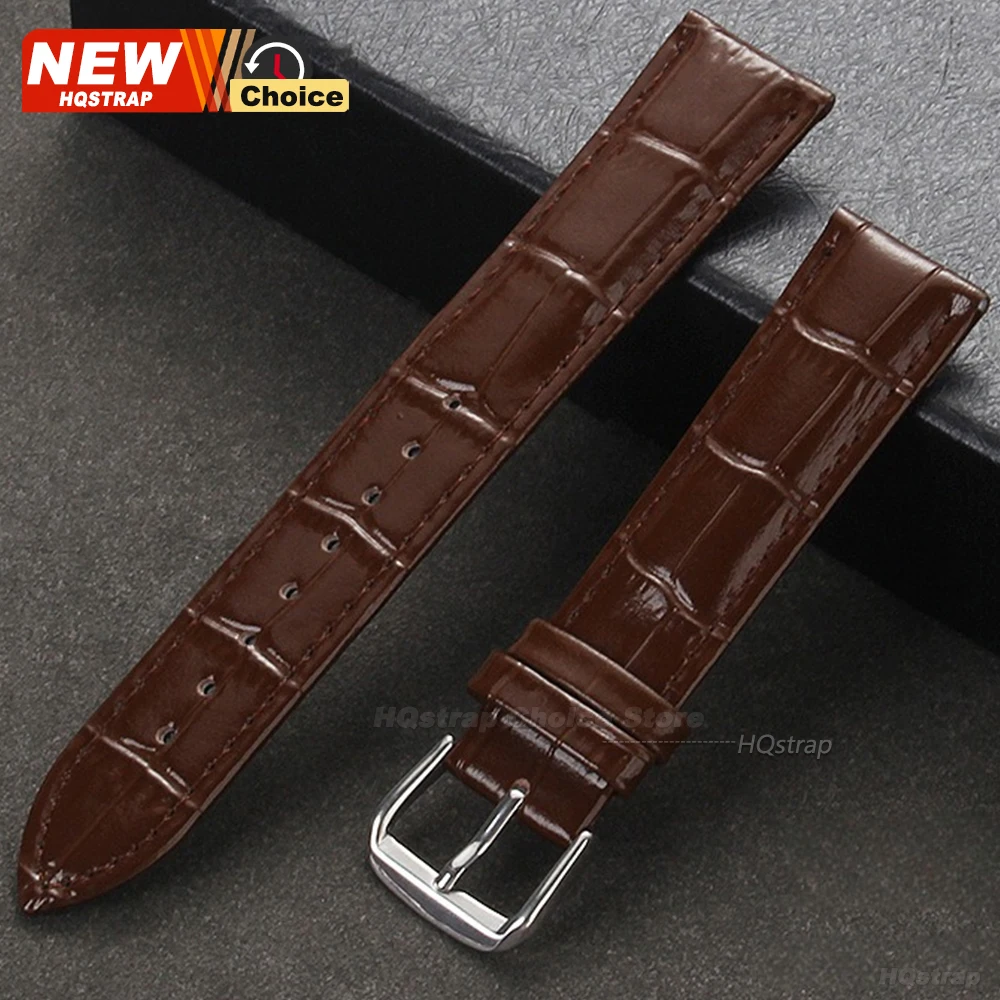 Universal Calfskin Leather Watch Strap with Gold Clasp & Adjustment Tool - Premium Wristband