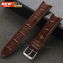 Universal Calfskin Leather Watch Strap with Gold Clasp & Adjustment Tool - Premium Wristband - 22mm (Brown Silver)
