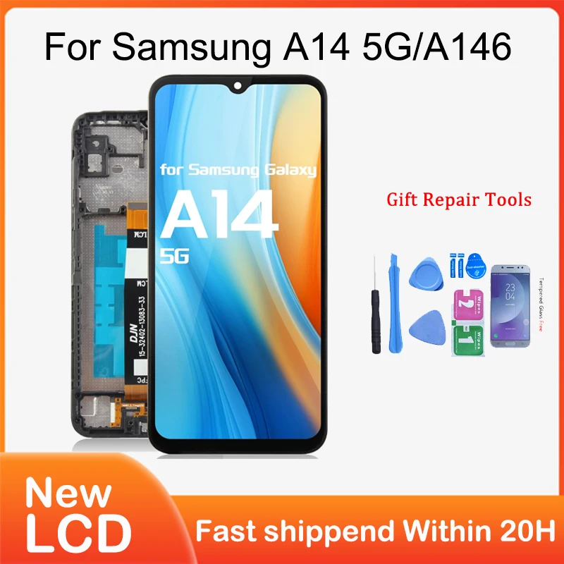شاشة LCD لهاتف سامسونج A14 5G A146 مع لوحة لمس رقم...