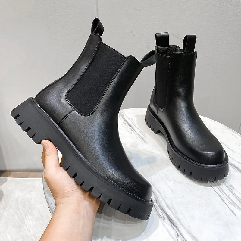 

England style men boots fashion natural leather shoes party nightclub dress cowboy chelsea boot handsome high top platform botas