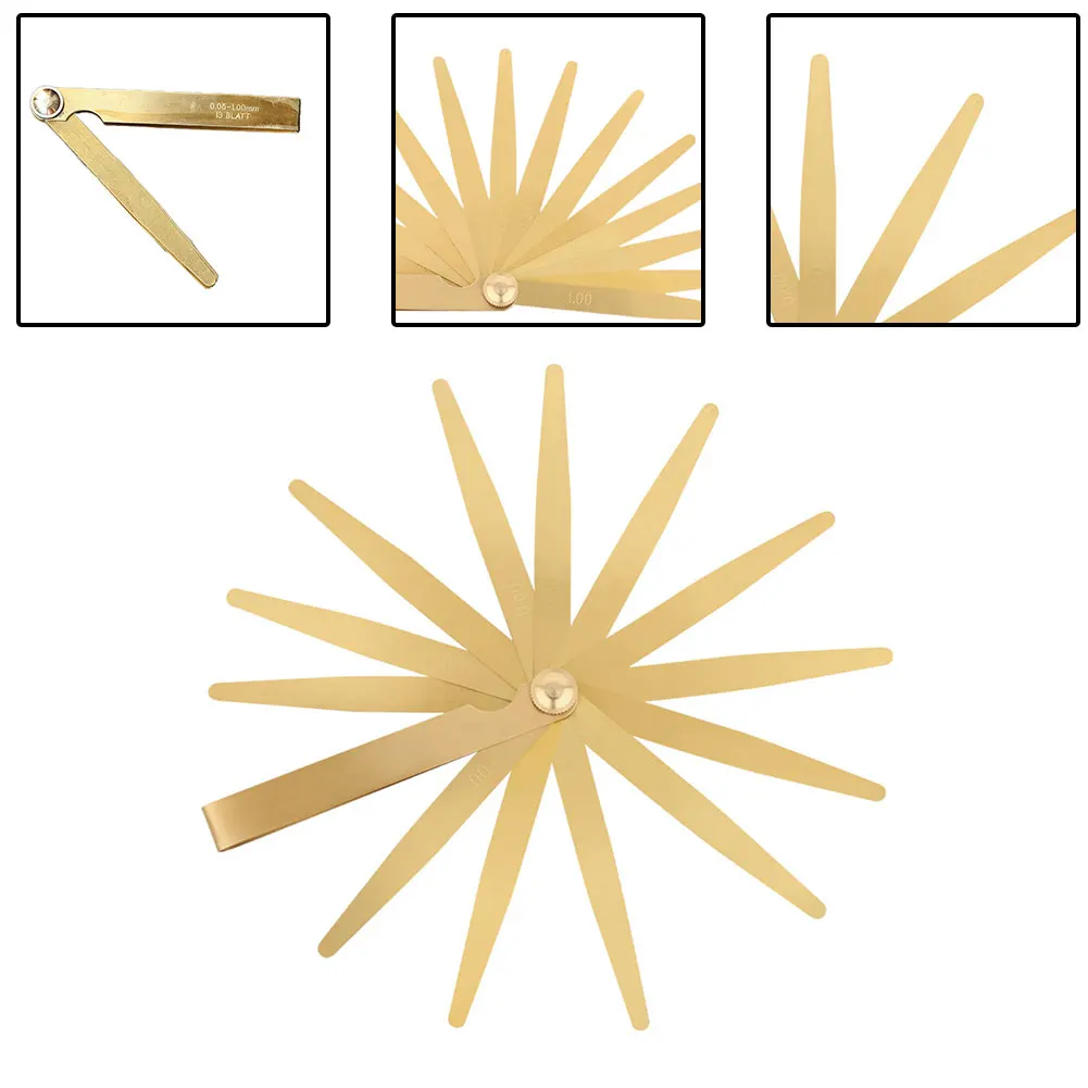 Description Picture 4 of item13pcs Feeler Gauges High Precision Metric Brass Foldable Feeler Gauge 0.05-1m 13 Blade Brass Measure Tool