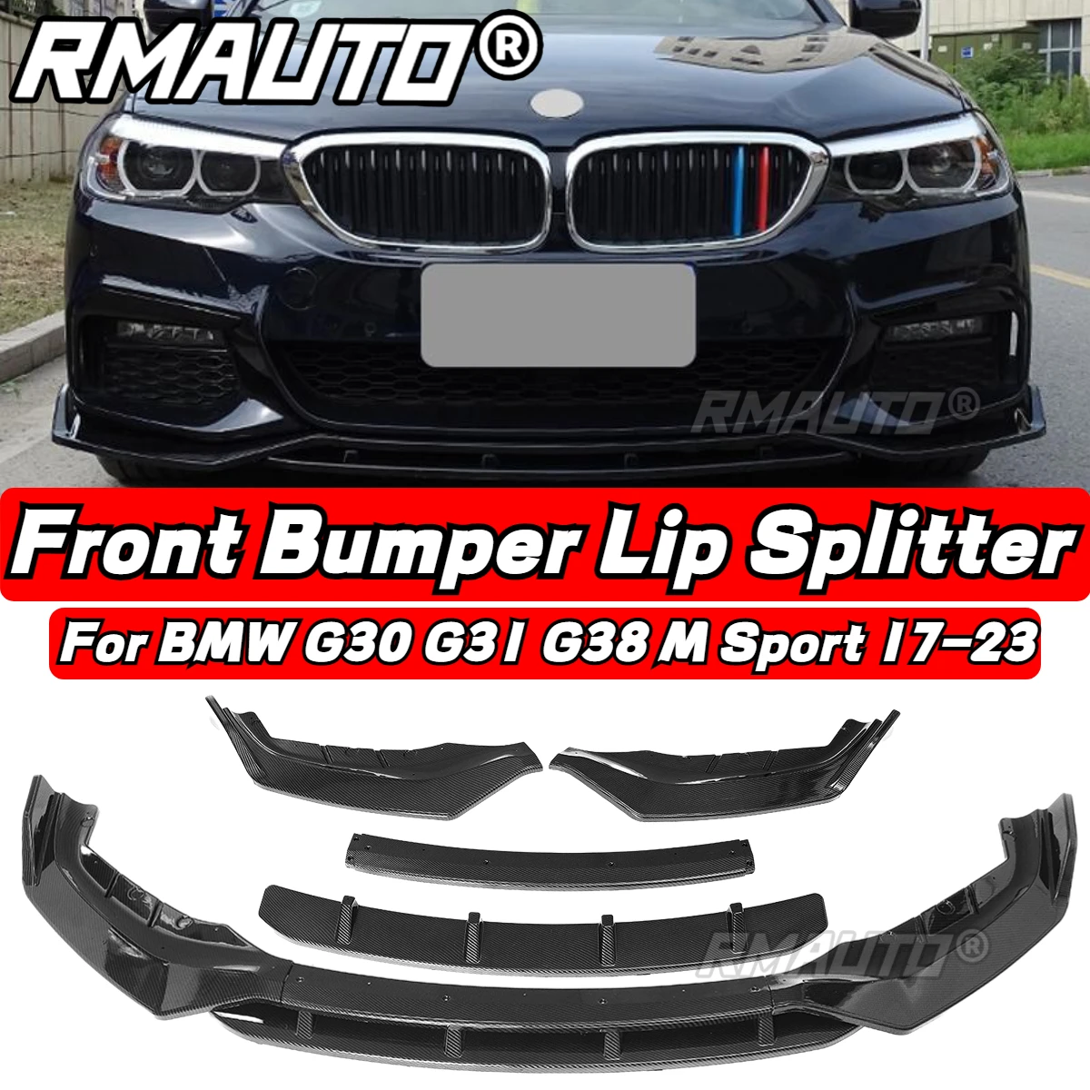 

Carbon Fiber G30 Front Lip Body Kit Front Bumper Splitter Lip Spoiler Diffuser Guard Cover For BMW G30 G31 G38 M Sport 2017-2023