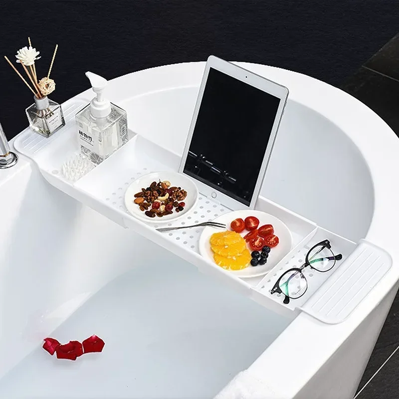 Bathtub Tray Storage Rack Shelf Tub Multi-Function Towel Organizer Retractable Bath Shelf In The Bathroom Bathtub Accessories
