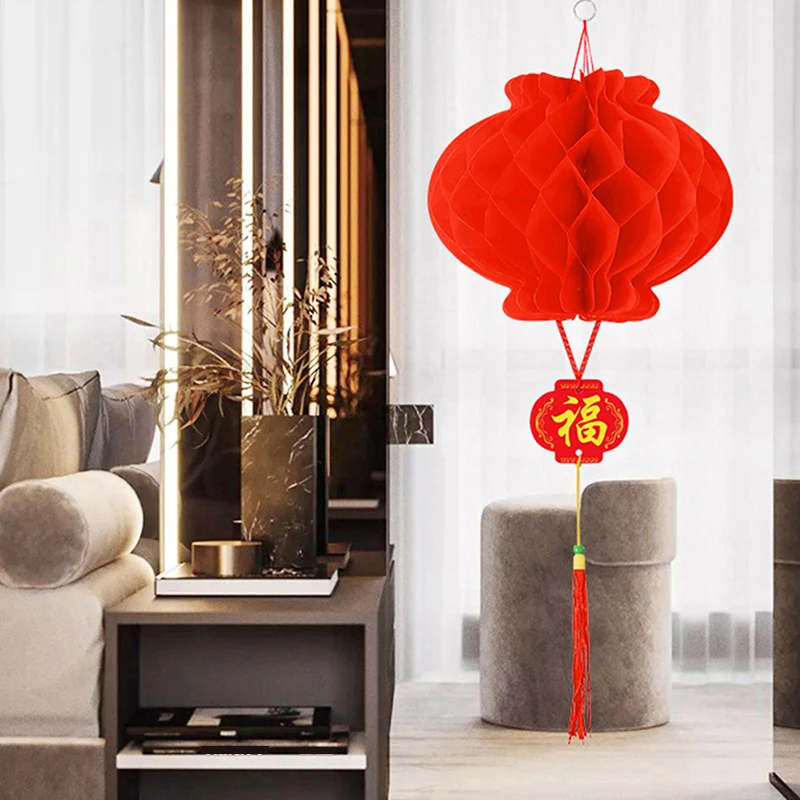 10Pcs Chinese New Year 6 Inch Traditional Chinese Red Paper Lantern Hang Pendant Waterproof Festival Lanterns Decoration