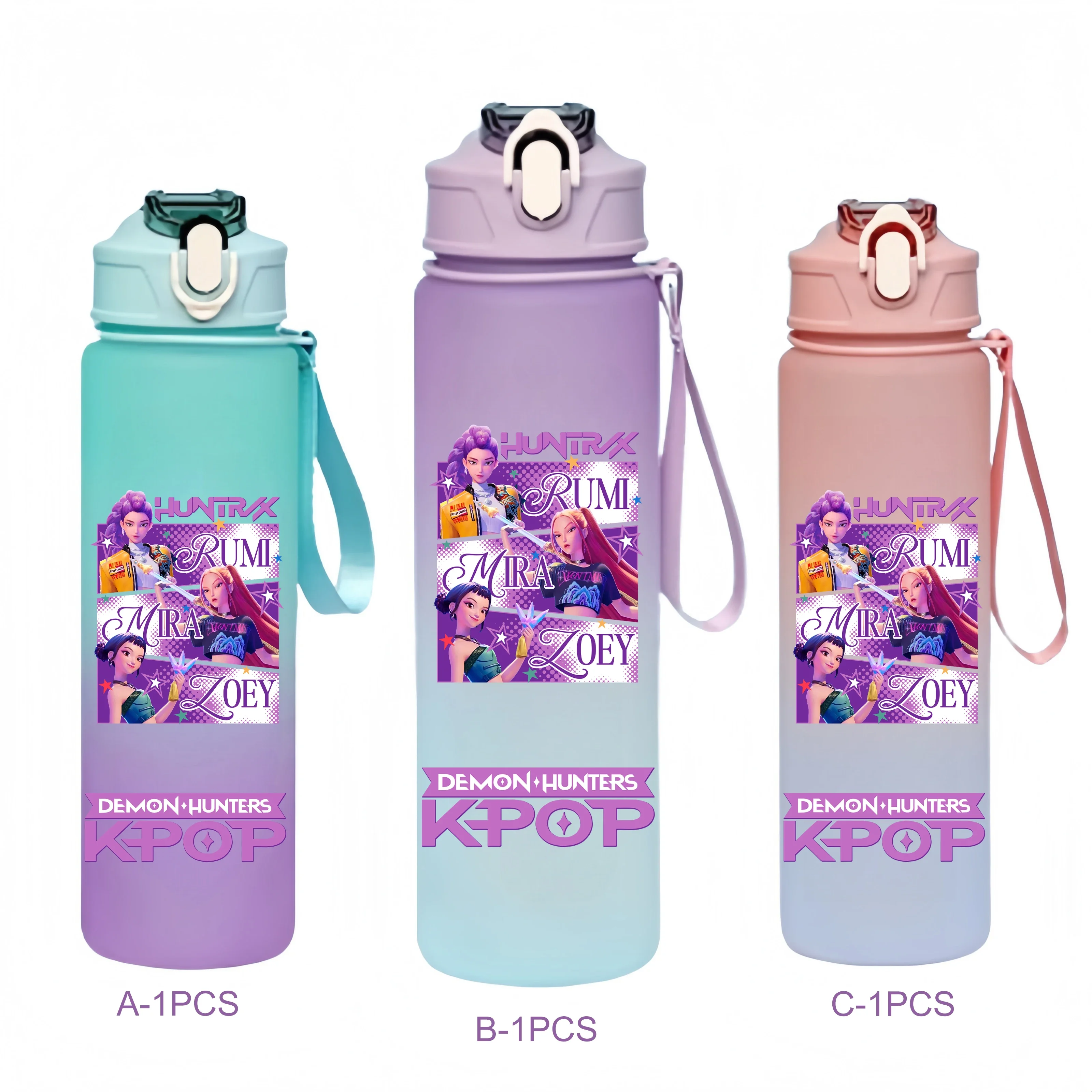 Kpop demon hunters copo de água kawaii anime garrafa potável huntrix rumi mira zoey garrafa potável esporte shaker garrafa de bebida presentes
