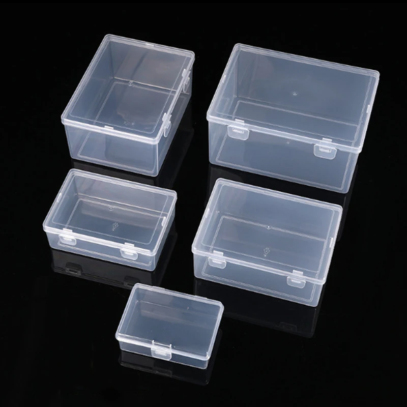 plastic storage box Transparent Plastic Simple Rectangular Box With Lid Plastic Flip Lid Storage Box For Pills Household Storage Organizer Case