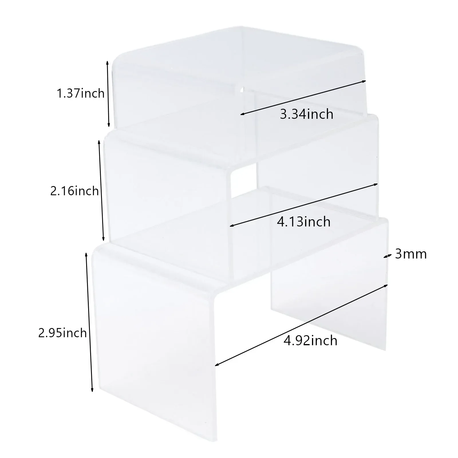 3pc Square Acrylic Clear Display Stands Showcase Set Jewelry Makeup Holderfor Displaying Merchandise Set Ups Decorative 2