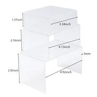 3pc Square Acrylic Clear Display Stands Showcase Set Jewelry Makeup Holderfor Displaying Merchandise Set Ups Decorative 2