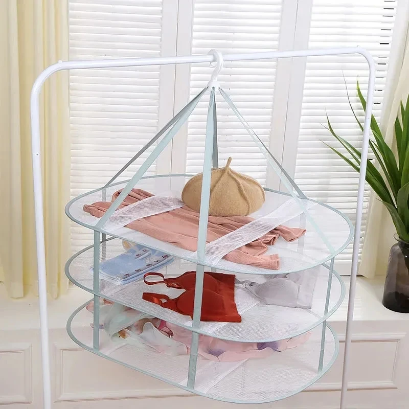 Multi-Layer Rectangular Flat Drying Net Bag Socks Sweaters Drying Basket Drying Net Hang Clothes Basket Windproof Breathable 2
