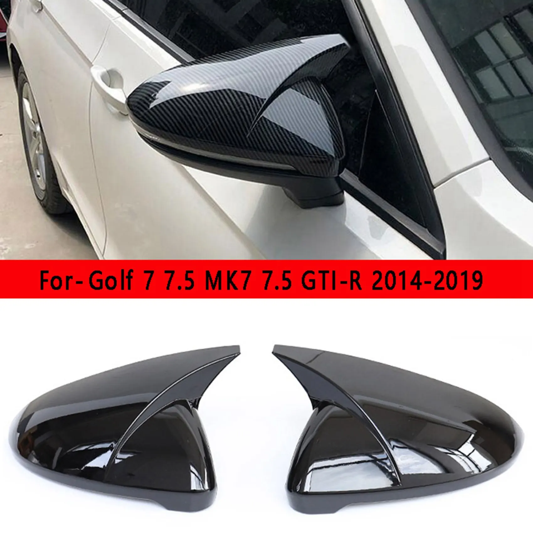 차량용 밝은 블랙 백미러 커버, 리버싱 미러 하우징, 사이드 미러 캡, VW 골프 7 7.5 MK7 7.5 GTI-R