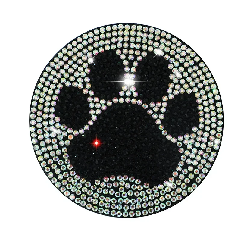 Cute Bling Car Cup Holder Coaster Mat with Rhinestone for Women Girl Universal Anti Slip Automotive Interior Accessories