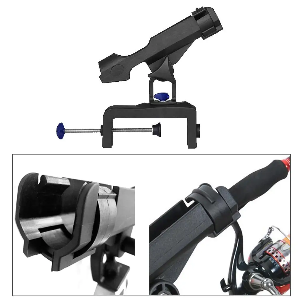 

Держатель для удочки для лодки, регулируемая стойка для удочки на 360 градусов с большим зажимом, открывающимся макс. 4-3/4 дюйма, Черная