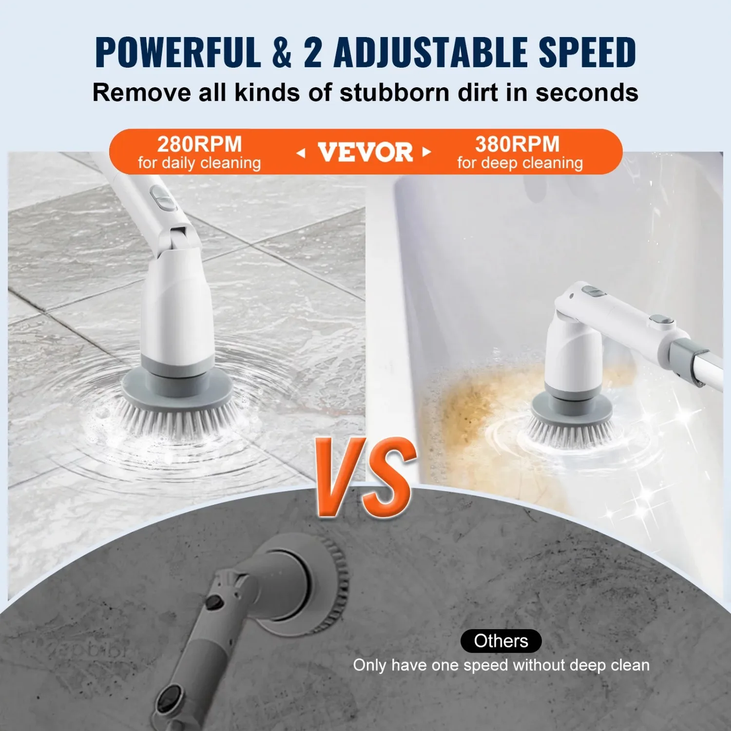 Electric Spin Scrubber 360 Cordless Bathroom Cleaning Brush with 4 Replaceable Brush Heads Adjustable Extension Handle for Tub