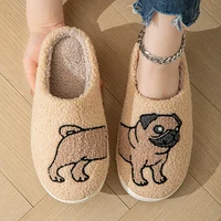Cartoon Cat Puppy Embroidered Home Slippers Women 2024 Winter Closed Toe Cotton Slippers Woman Non Slip Flat Heels Indoor Shoes 1