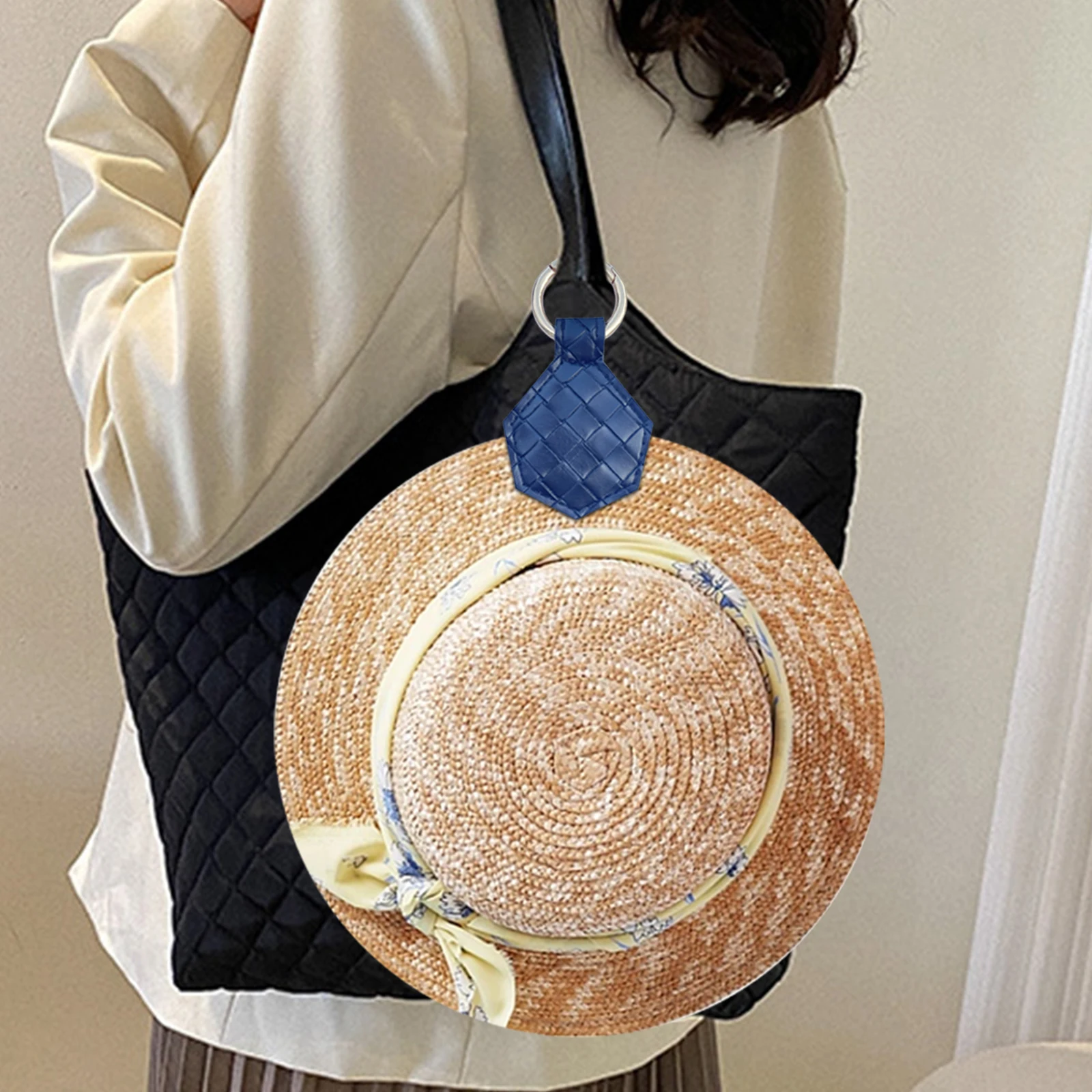Portable Travel Magnetic Cap Clip PU Leather Handbag Magnetic Cap Clip Summer Sun Hat Storage for Bag Purse Luggage