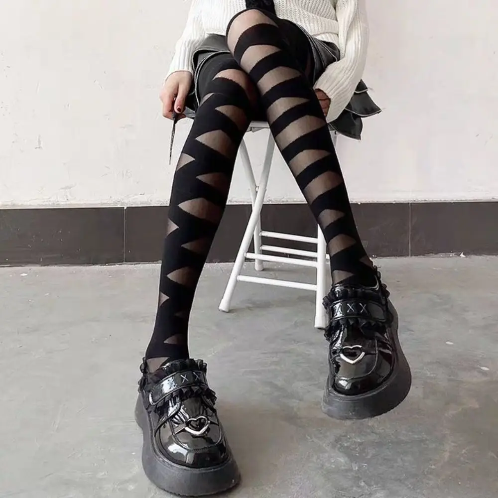 

Hot Sell Summer Lolita Fishnet Body Stockings Female Black Cross Straps Tube Socks Sexy Letter Skirt College Sock Girls Hosiery