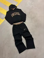 Haute rue mode imprimé léopard lettre brodée hommes vêtement de sport Y2K américain décontracté rétro sweat à capuche tendance vêtements amples 1