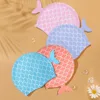 Cartoon Mermaid Tail Swimming Cap Silicone Swimming Cap Waterproof Swim Hat Kids Girls Free-diving Surfing Swimming Accesories 4
