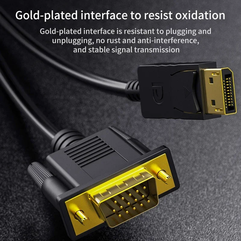 1080P Displayport to VGA Adapter Cable DP to VGA Male Male Converter Cable For HDTV Monitor Projector PC Computer Laptop