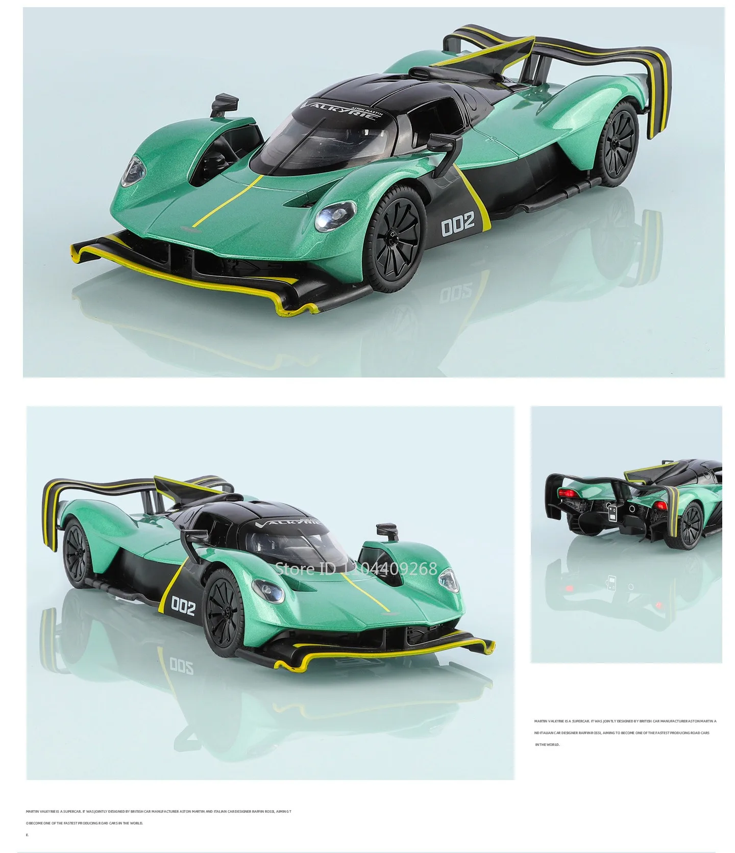 1:24 Aston Martin Valkyrie AMR PRO Diecast Model Car w/ Sound