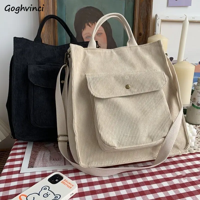 Corduroy Crossbody Bags Women Harajuku Simple Allmatch Large Capacity
