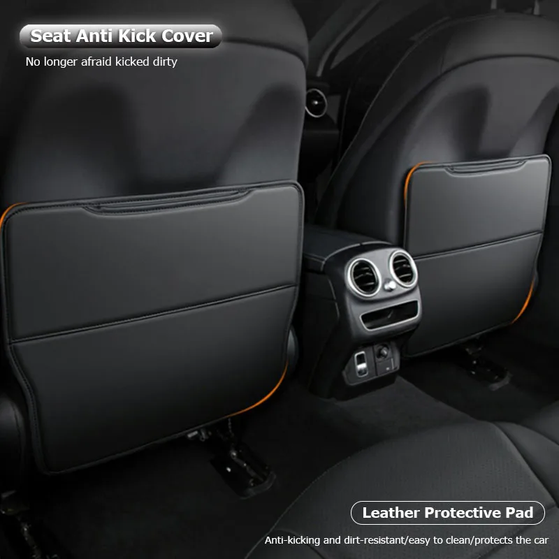 Car Seat Back Leather Protector Mat - Anti-Kick Cover Pad