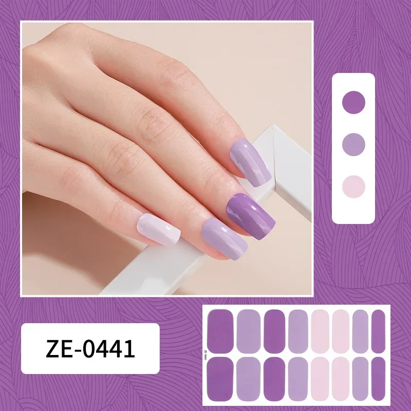 Nail Stickers 1sheet Semi Cured Gel Nail Stickers Long-Lasting Solid Color Nail Strips Patch Slider Uv Lamp Cured Decal Manicure Patch nail decals
