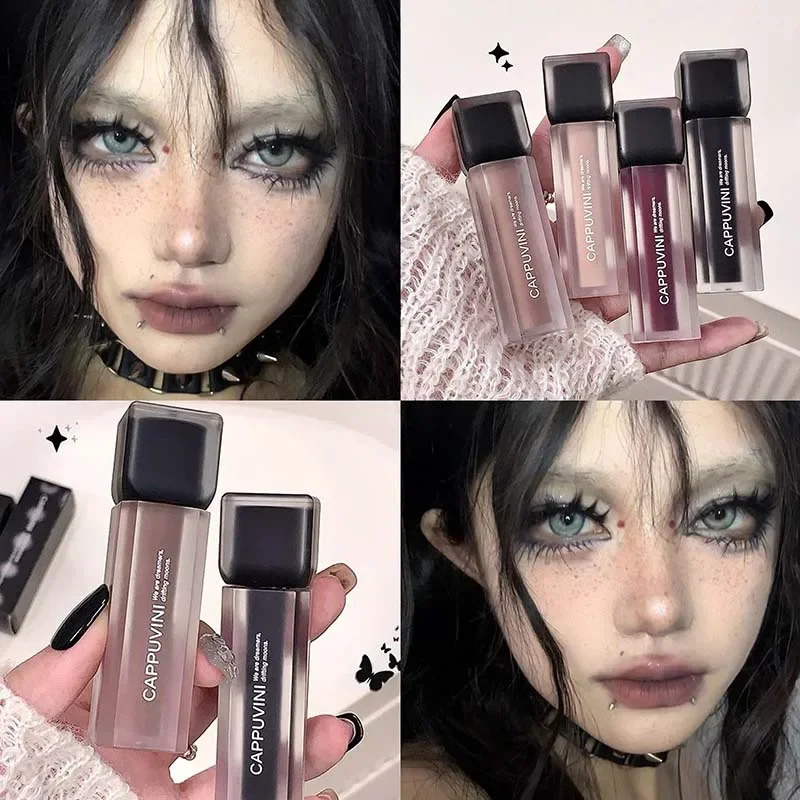 Obsidian Matte Lip Glaze Nude Base Deep Lip Primer Waterproof Dark Retro Rose Brown Lipstick Pigment Gothic Style Makeup lip makeup lip glaze
