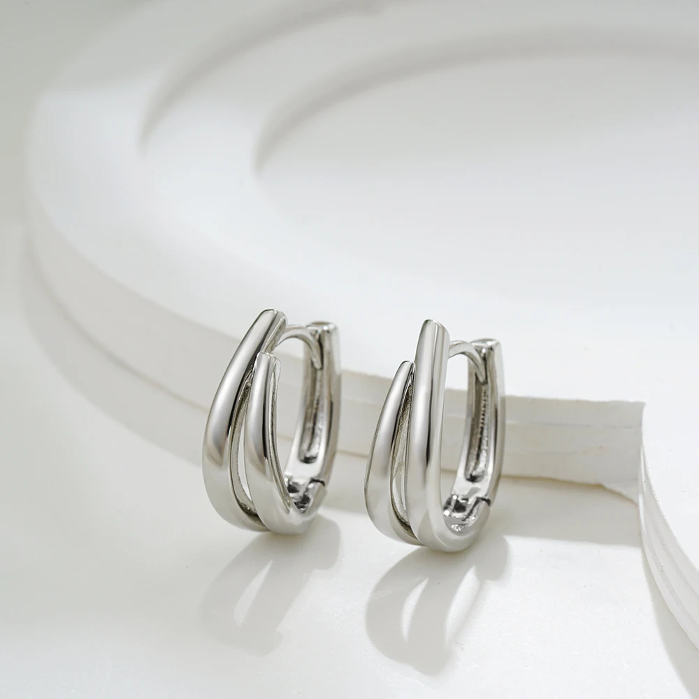 New Trendy Mix Color Bilayer U Shape Ear Buckle Small Huggie Hoop Earrings Waterproof Colorblocked Ear Ring Thanksgiving Gifts