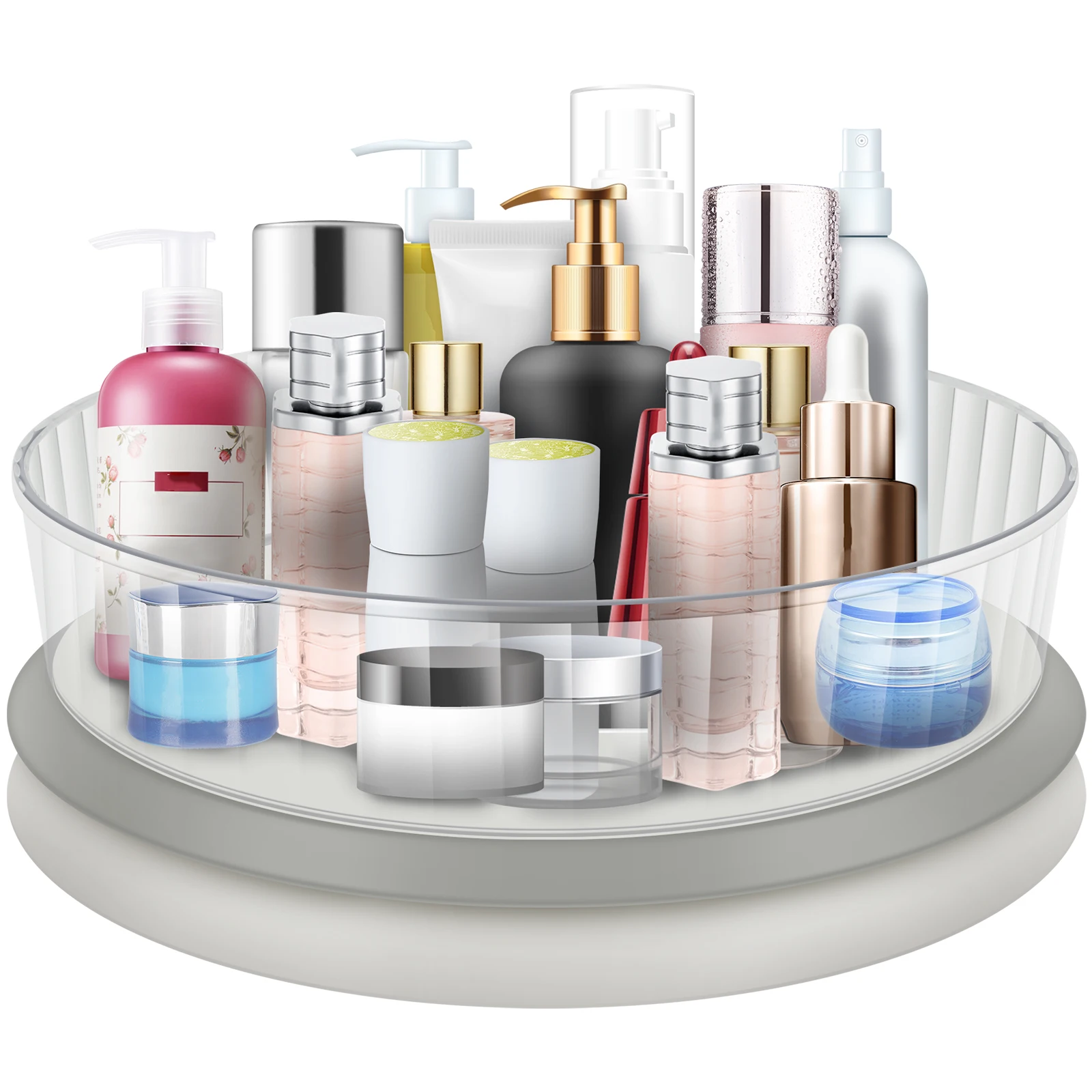 

Turnable Cabinet Organizer Clear Rotating Spice Rack Large Capacity Spinning Condiments Containers Multifunctional Cosmetic Can