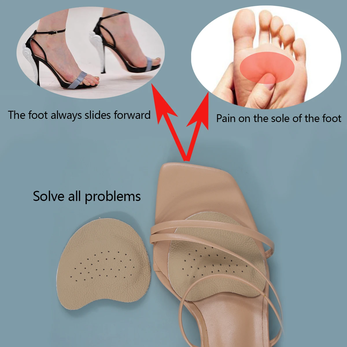 1 Pairs High Heel Toe Pads Shoes Tongue Patch Reusable Pads for Foot Heel Inserts Cushion Half Size Pad Non-Slip