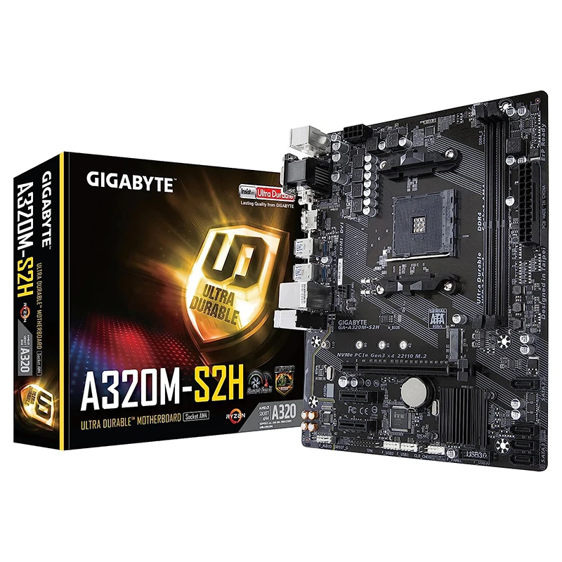 

Gigabyte GA-A320M-S2H Original NEW Motherboard AMD Socket LGA 1151 DDR4 USB3.0 SATA3.0 VGA+DVI+HDMI
