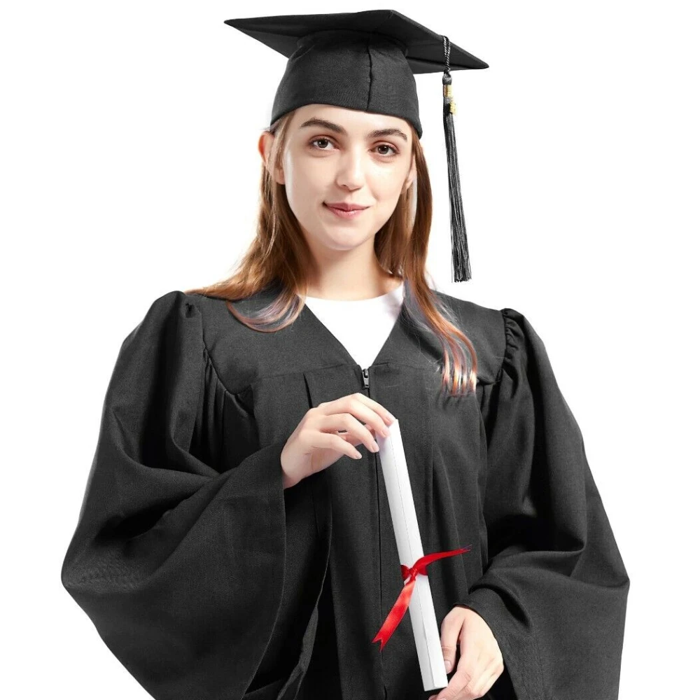 Graduation Cap and Gown with Year Charm for College & High School Unisex graduation gown school uniform set Academic Dress