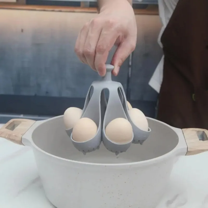 Boiled Egg Holder Silicone Egg Steamer Tray with Anti-scald Handle for Fast Cooking Easy High Temp Resistant for Healthy