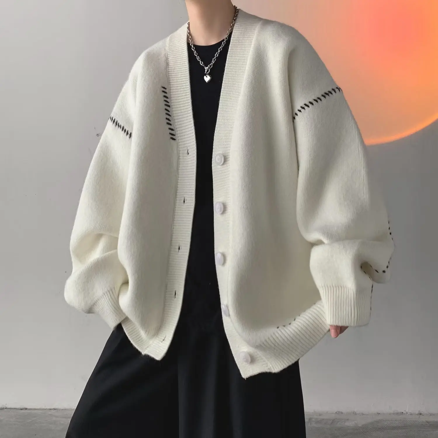 

Sweater Cardigan Coat Men's Spring and Autumn 2023 New Top Sweater Couple Coat Loose ropa invierno cardigan swetry homme