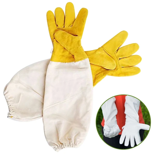 Méhészeti Kesztyűkesztyűkesztyű-Ellenes Vászon Kesztyű Védő Ujjait Lélegző Méhész Eszközökhöz 1 Pár