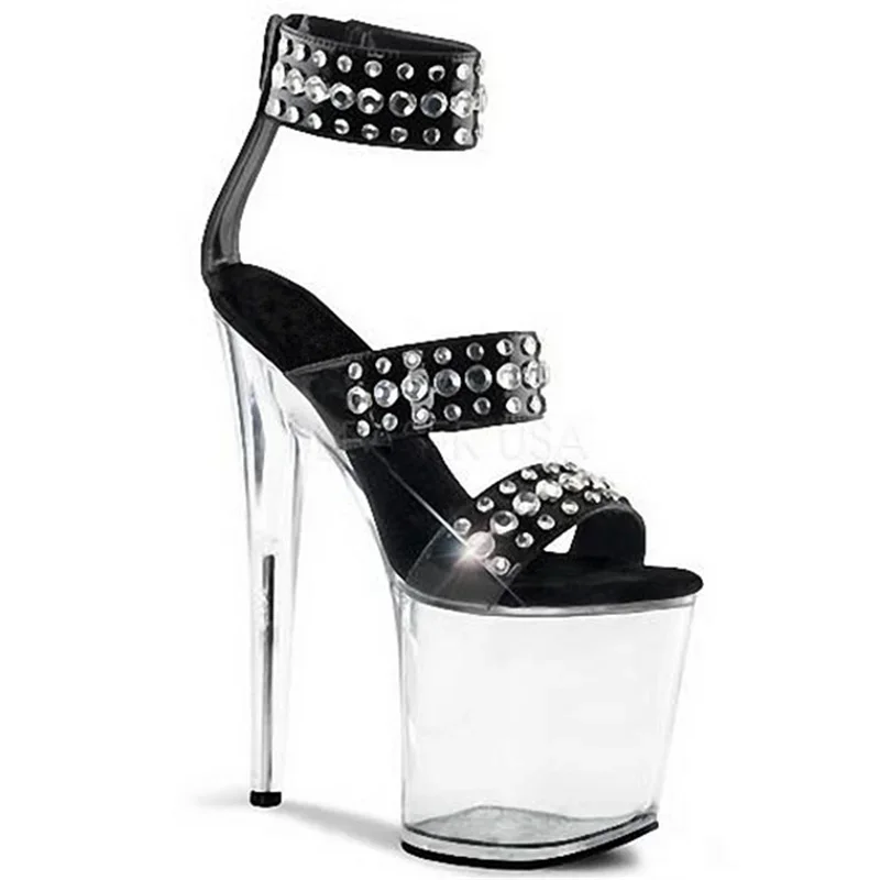 

Sexy banquet catwalk noble dinner sandals, 19cm high waterproof platform women's shoes, fashion rivet decorated stage sandals