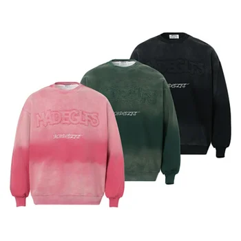 Abbigliamento uomo High street New Trend Felpa in stile antico ricamata lavata per l'industria pesante per uomo e donna