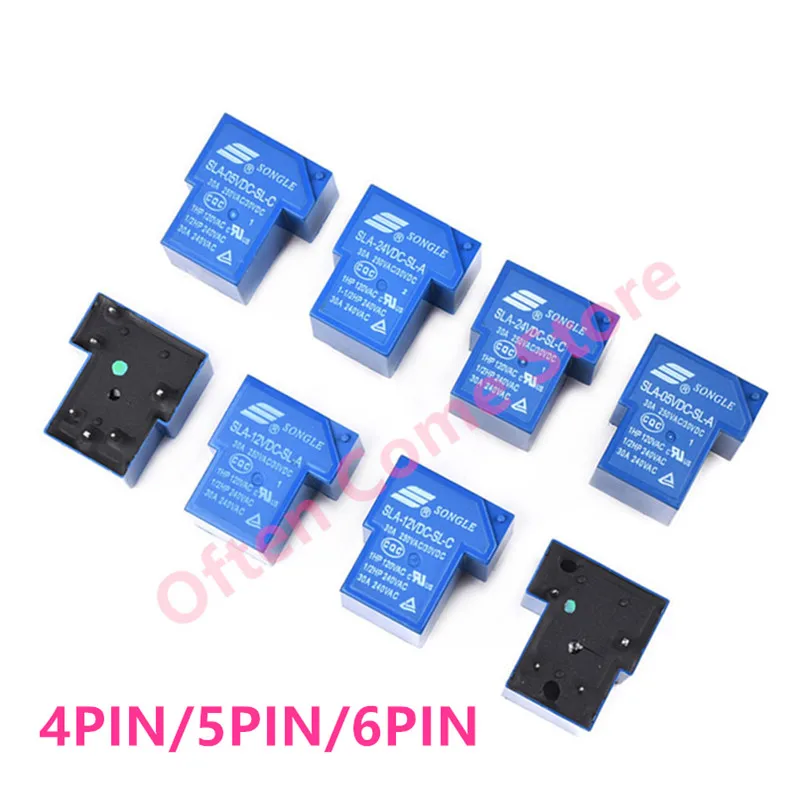 Produktbild von SLA-Relais 30 A – 4/5/6-PIN, 5V/12V/24V/48V, Ausführung SLA-24VDC-SL-A (4-PIN), Für Schaltungen Und Automatisierung